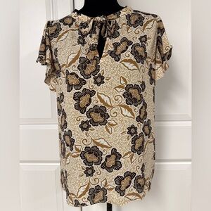 Loft Peony Split Neck Top